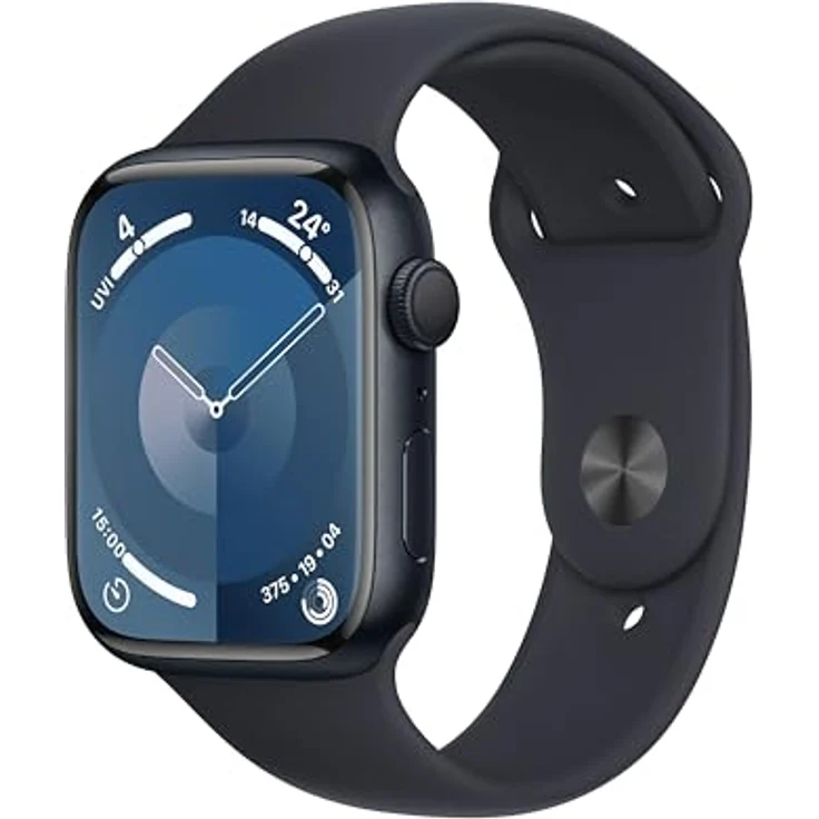 Apple Watch Series 9 GPS, 45 mm Aluminiumgehäuse Mitternacht, Sportarmband Mitternacht – M/L – Bild 1