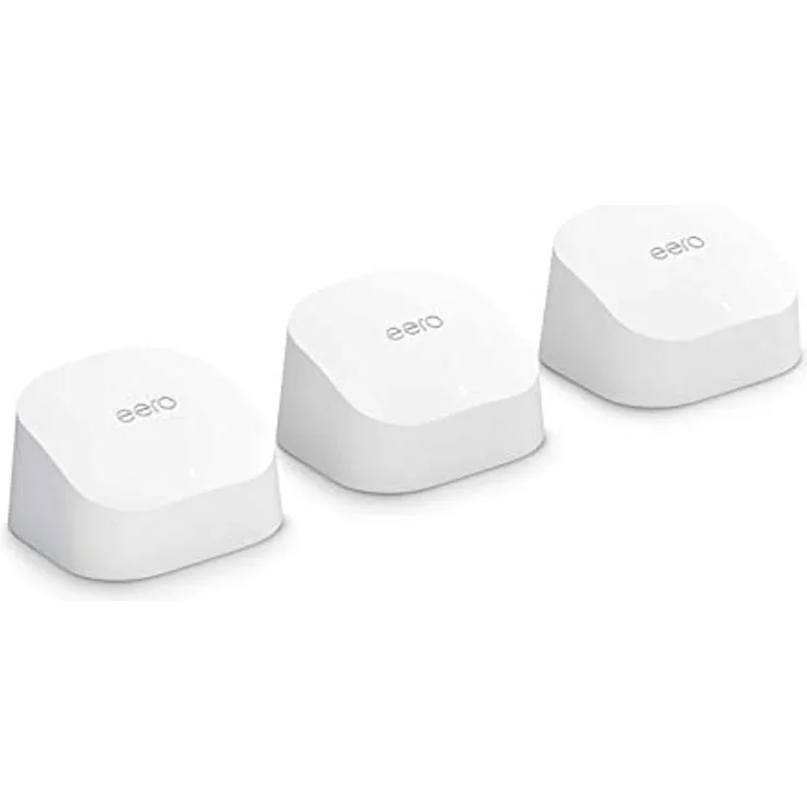 Amazon eero 6 Mesh-WLAN-Wi-Fi-6-Router-System | Integrierter Zigbee Smart-Home-Hub | Dreierpack | 1 Router und 2 Signalverstärker | Abdeckung bis zu 420 m² - Preisvergleich