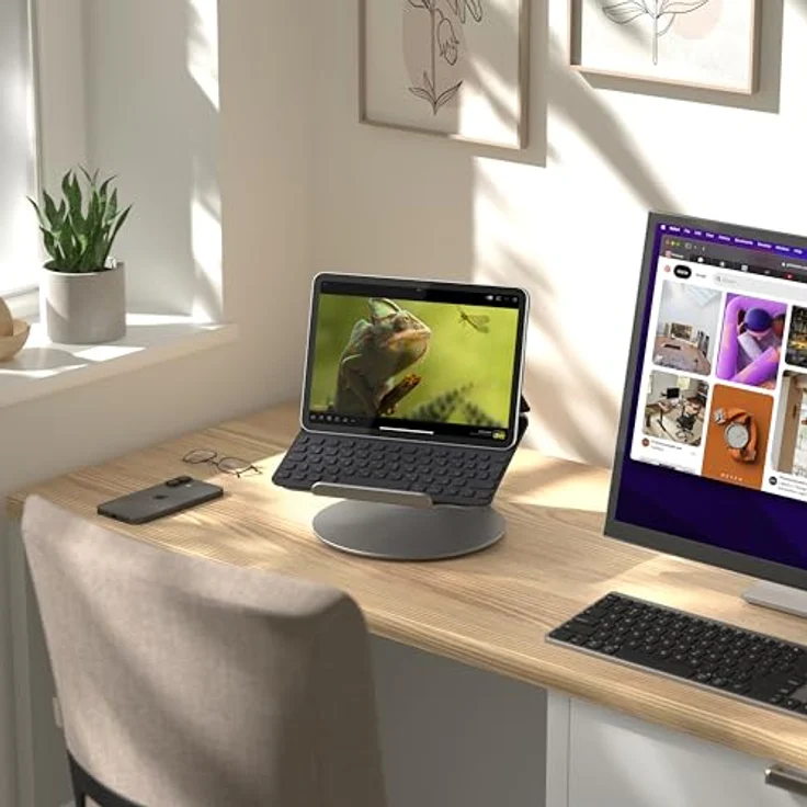 ALOGIC Elite 360 Laptop Stand, 360-Grad-Drehbasis mit rutschfestem Silikonpad, einstellbar für 11 bis 17 Zoll, Silber – Bild 2