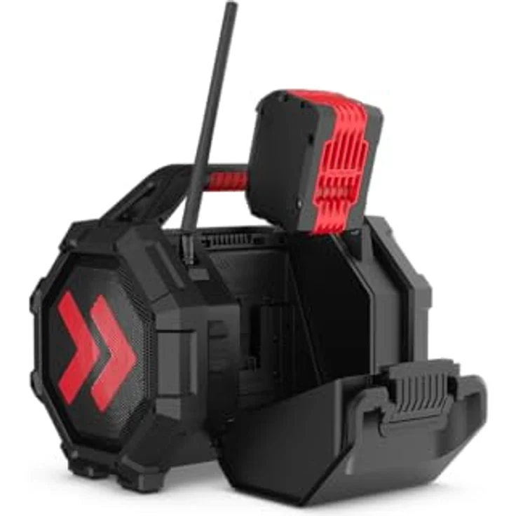 PerfectPro Baustellenradio ROCKTAGON 18V, DAB+ und UKW-Empfang, AUX-Eingang, USB Laden, Bluetooth 5.2, Stoßfest, IP65, OCT-18V – Bild 4