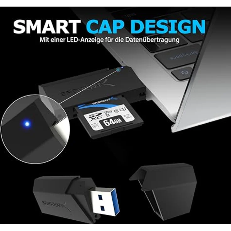 Sabrent Externe Kartenlesegeräte - Superspeed 2-Slot USB 3.0 Flash Memory Kartenleser für Windows, Mac, Linux und Bestimmte Android Systems - Unterstützt SD, SDHC, SDXC, MMC / Micro SD, T-Flash (CR-UMSS) – Bild 6