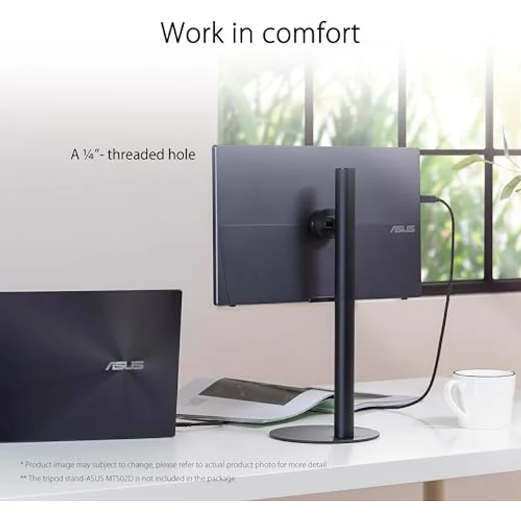 ASUS ZenScreen MB16AHV - 15,6 Zoll tragbarer USB Monitor - Full HD 1920x1080, 15W USB-C, Mini-HDMI, Autorotation - IPS Panel, leichtes Design, Kickstand, Stativ Sockel - 16:9, entspiegelt – Bild 3