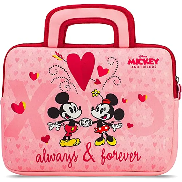 Pebble Gear Disney Always & Forever Kindertasche 8 Zoll - Tragetasche mit Mickey & Minnie Mouse, für Kinder-Tablets und Nintendo Switch, Platz für Spielzeug & Zubehör, Maße 26.5X 20x 2cm