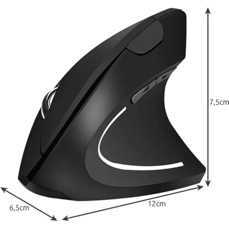 IZOXIS Vertikale Funkmaus mit kabelloser Freiheit, schwarz - Ergonomische vertikale Maus mit 6 Tasten, 2.4 GHz Verbindung, 800/1000/1200 DPI – Bild 2