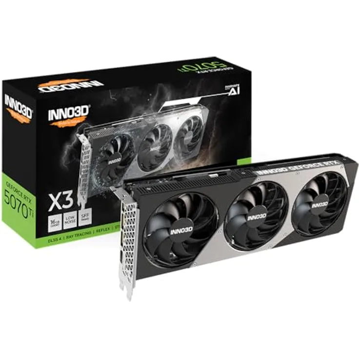 Inno3D GeForce RTX 5070 Ti X3 OC 16GB GDDR7 Grafikkarte mit Reflex 2 RTX AI DLSS4
