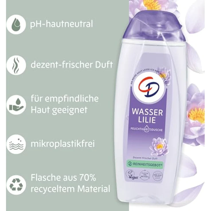 CD Dusche 'Wasserlilie', 250 ml, feuchtigkeitsspendendes Duschgel für empfindliche Haut, vegan – Bild 4