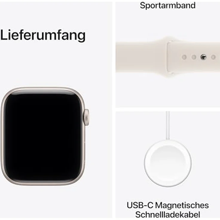 Apple Watch SE 3 Cellular, 44 mm, Aluminiumgehäuse Polarstern, Sportarmband Polarstern - S/M – Bild 6
