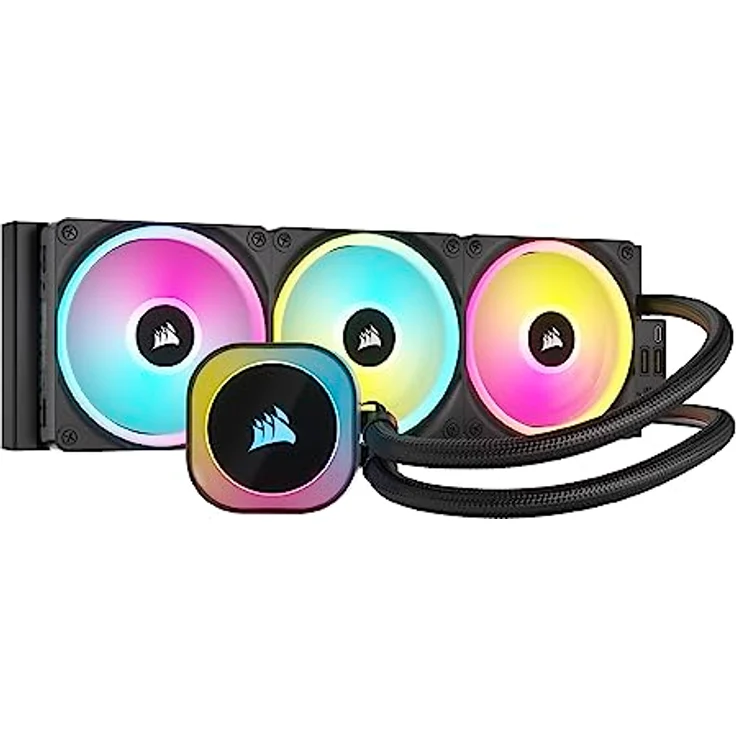 CORSAIR iCUE LINK H150i RGB Flüssig-CPU-Kühler - 360mm AIO - QX120 RGB-Lüfter - Passend Für Intel® LGA 1700, AMD® AM5 - iCUE LINK System Hub Enthalten - Schwarz – Bild 1