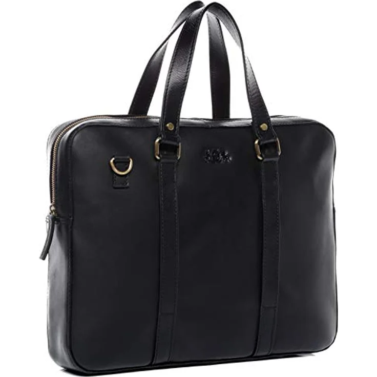 SID & VAIN Laptoptasche Maguire schwarz echt Leder - 15.4 Zoll Laptop Business-Tasche handgefertigt - für Herren und Damen, vegetabil gegerbt – Bild 3