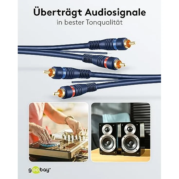Goobay 50175 Car Cinchkabel 5m / 2x Cinch-Stecker auf 2x Cinchstecker Stereo / RCA Kabel / Subwoofer Kabel für Blu Ray Verstärker HiFi Stereo / Cinch Kabel 5m / Blau – Bild 5