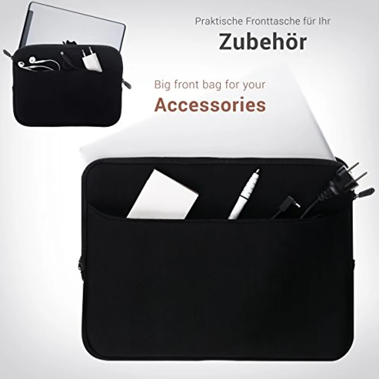honju Darkroom Neopren Sleeve für Microsoft Surface Laptop (13,5" & 13,8") / Laptop Go / Surface Pro 11/10/9/8, mit großem Außenfach, Mikrofaser-Innenseite und leichtgängigem Reißverschluss – Bild 5