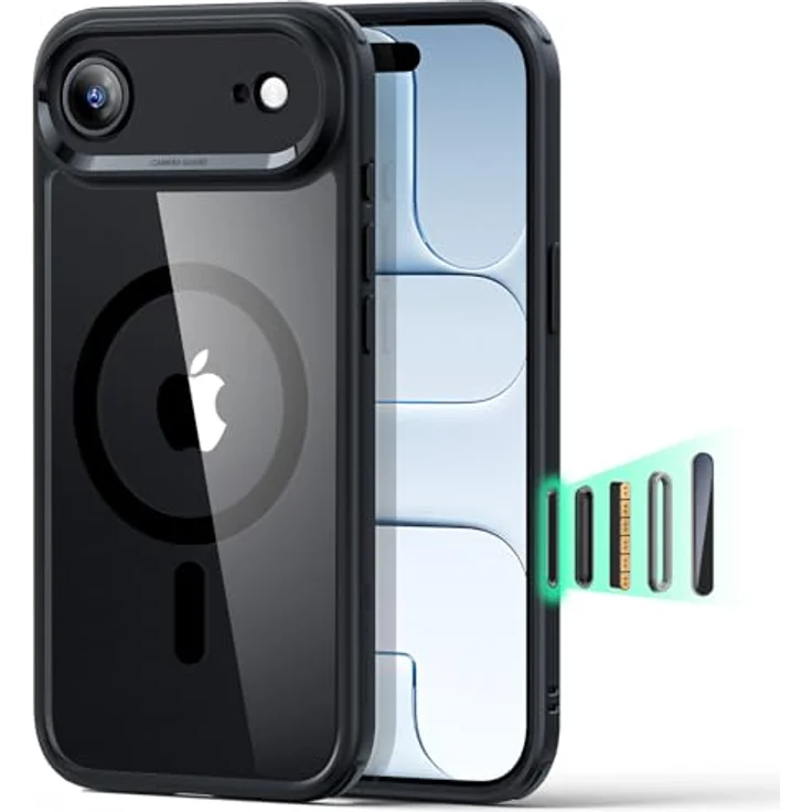 ESR Classic Hybrid HaloLock Case für Apple iPhone Air, transparent/schwarz, MagSafe-kompatibel mit Kamerasteuerung und militärischem Schutzstandard – Bild 1