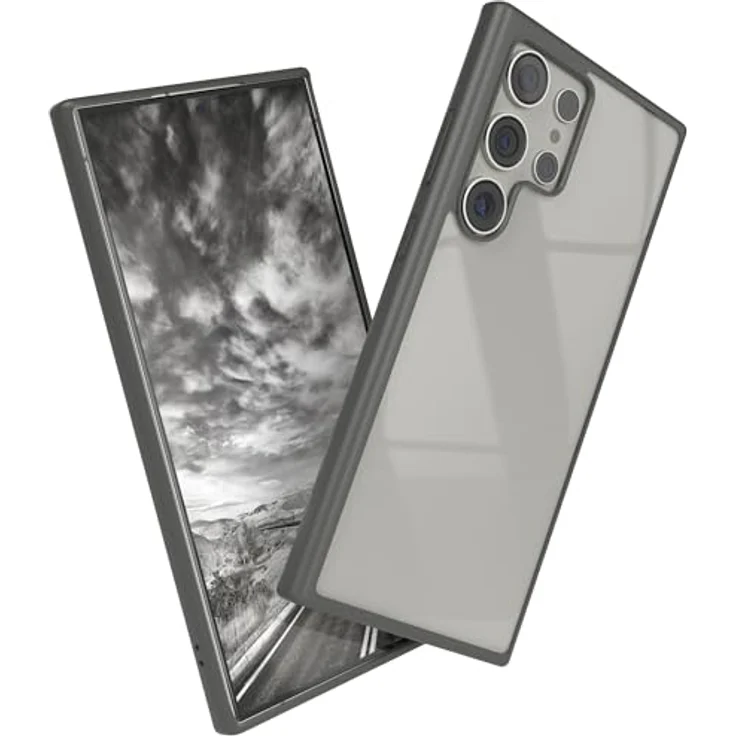 EAZY CASE Clear Hybrid Bumper Hülle, Ultra Aufprallschutz für Samsung Galaxy S24 Ultra, stoßfest und kratzfest, dünne Schutzhülle mit Kameraschutz, Anthrazit Grau – Bild 1