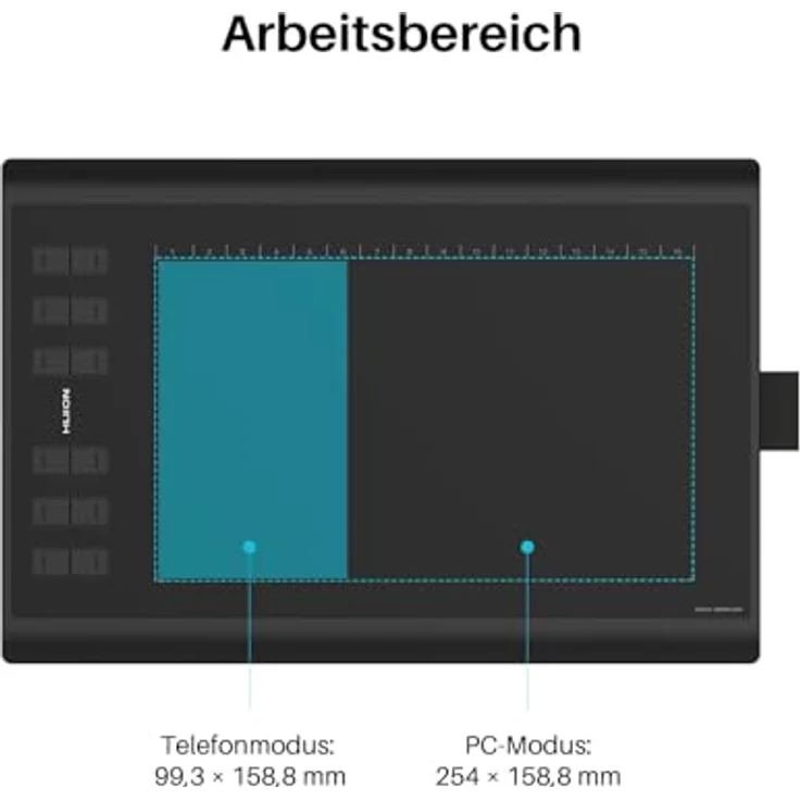 HUION Inspiroy H1060P Grafiktablett, 10x6.25 Zoll, batteriefreier Stift, 12 Hotkeys, Android-kompatibel – Bild 5