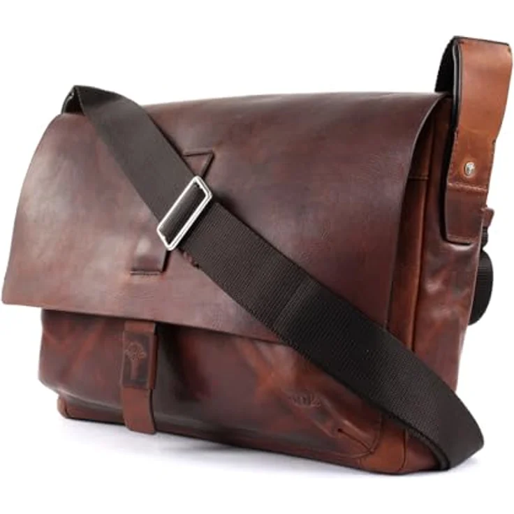 JOOP! Loreto Janis Messenger SHF, Umhängetasche aus Fettleder für Laptops bis 32x24x2,5 cm, Braun, Herren – Bild 2