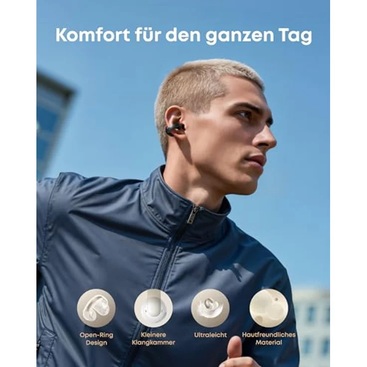 soundcore AeroClip by Anker Open-Ear Bluetooth Earbuds, sicherer Halt, 12mm Treiber, Hi-Res, Open-Ring Design – Bild 2
