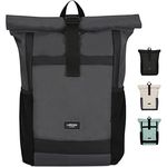 LARKSON Rolltop Rucksack Herren & Damen Groß Anthrazit - No 2 - Daypack für Schule, Uni, Fahrrad - 16 Zoll Laptop Fach für Arbeit - Nachhaltig - Anti-Diebstahl - Wasserabweisend