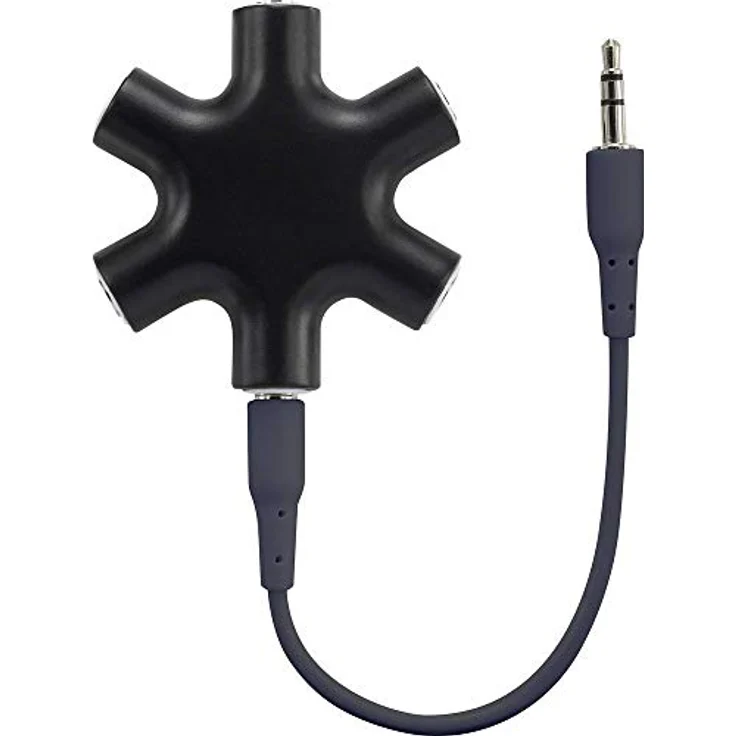 SpeaKa Professional SP-7870556 Klinke Audio Y-Adapter [1x Klinkenbuchse 3.5 mm - 5X Klinkenbuchse 3.5 mm] Schwarz – Bild 1