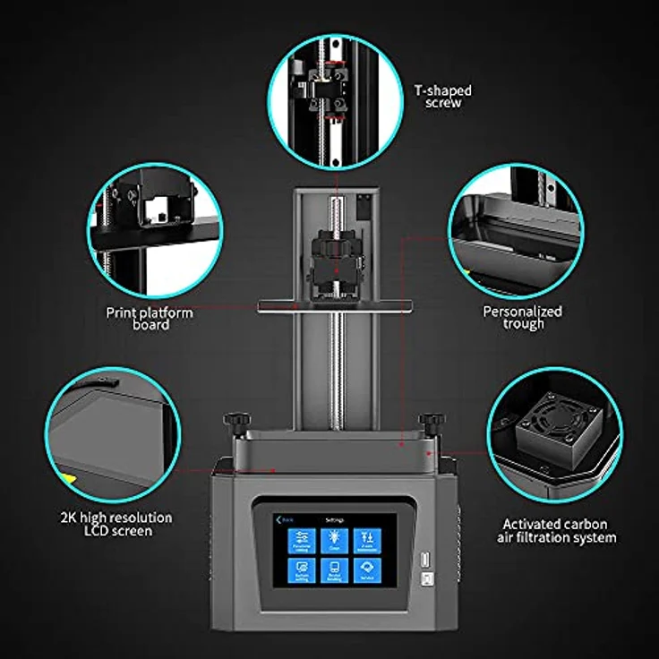 Creality HALOT-ONE 3D Drucker, Hochpräziser Resin Printer mit integrierter Lichtquelle, 5.96" Monochrome LCD und Aktivkohlefiltersystem – Bild 5