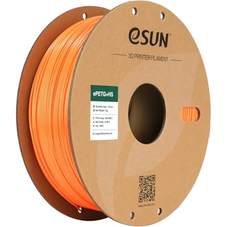 eSUN PETG+HS Filament 1.75mm, Hochgeschwindigkeits 3D Drucker Filament mit Maßgenauigkeit +/- 0.03mm, 1KG Spule (2.2 LBS), einfarbig Orange – Bild 1