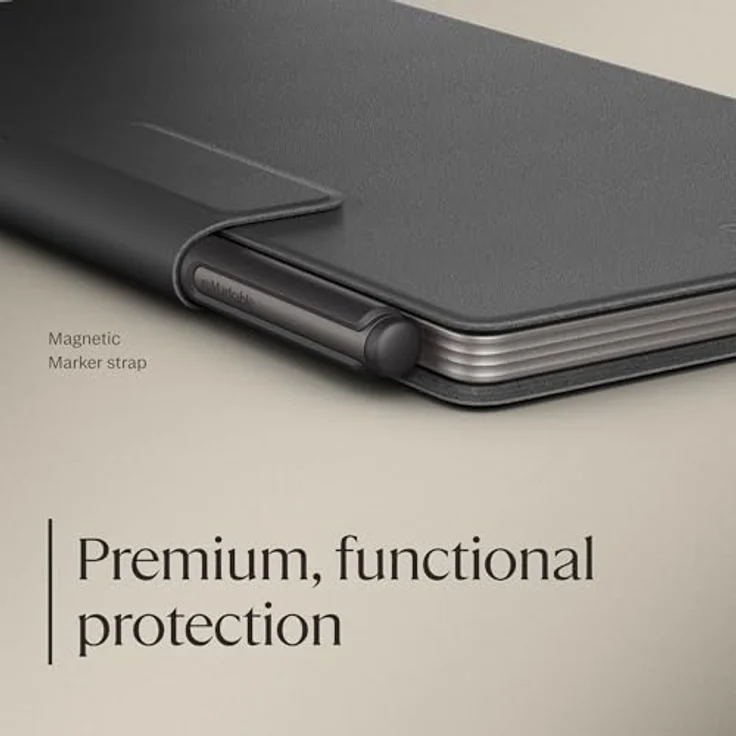 reMarkable Paper Pro Move – Book Folio aus schwarzem Leder, kompatibel mit 7,3-Zoll Papiertablet, mit integriertem Magnetverschluss und Stifte-Schlaufe – Bild 2