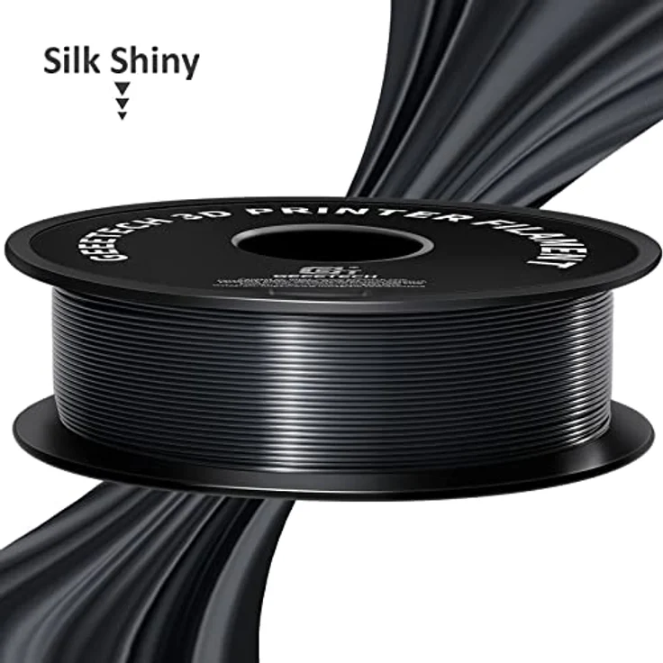 GEEETECH PLA Filament 1,75mm Silk Schwarz, 3D Filament mit hoher Präzision und verbesserter Haltbarkeit, 1kg Spule – Bild 2