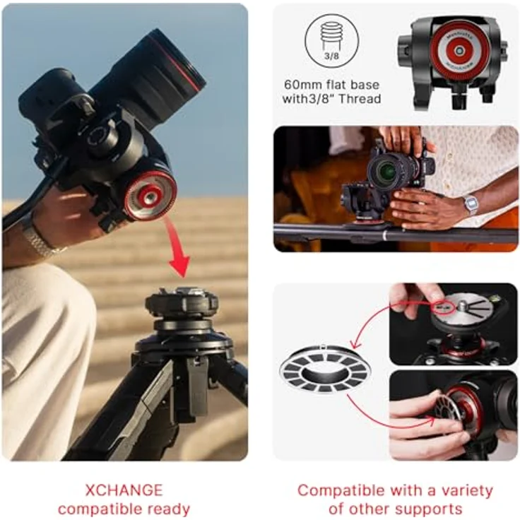 Manfrotto 500X Fluid Head, Stativkopf für spiegellose Kameras, 5 kg Traglast, Schwarz – Bild 6
