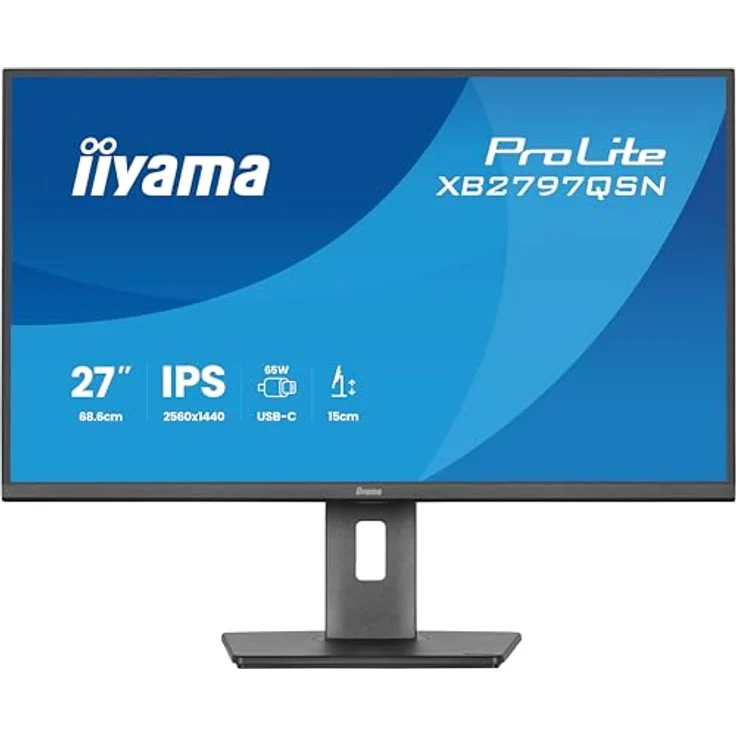 iiyama Prolite XB2797QSN-B1 27" WQHD IPS LED-Monitor mit USB-C Dock 65W, HDMI, DP-in/Out, RJ45, Höhenverstellung, Pivot und AdaptiveSync, schwarz – Bild 2