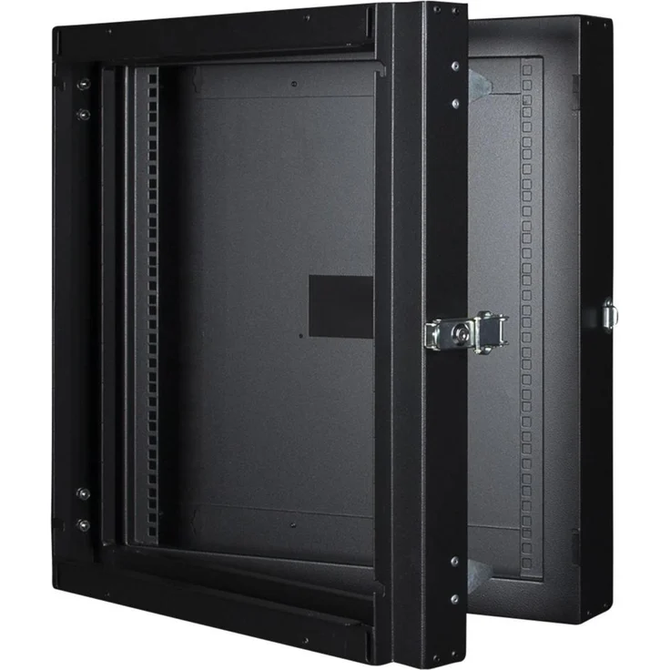 Logon RWMD12UBL Wandrack 12U, 80 kg Tragfähigkeit, 19 Zoll Serverschrank, Schwarz mit multidirektionaler Kabelzufuhr