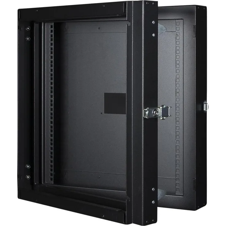 Logon RWMD12UBL Wandrack 12U, 80 kg Tragfähigkeit, 19 Zoll Serverschrank, Schwarz mit multidirektionaler Kabelzufuhr