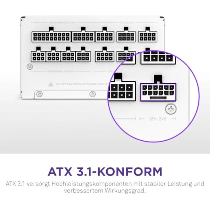 NZXT C850 Gold ATX 3.1 - Vollmodulares PC-Gaming-Netzteil - 850 Watt - 80 PLUS Gold - Zero Fan-Modus - Weiß – Bild 3