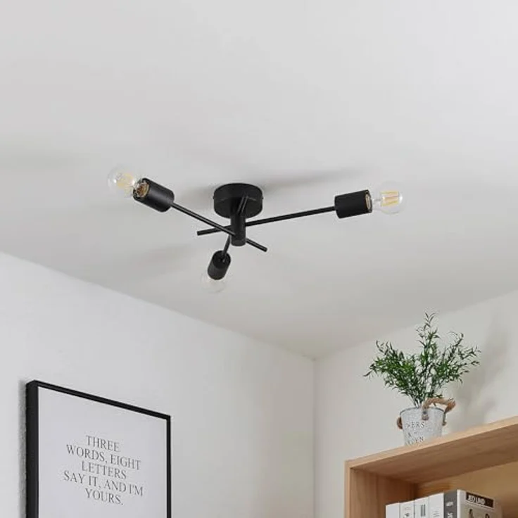 Lindby Deckenlampe Cerros (Modern) in Schwarz aus Metall (3 flammig, E27) - Wohnzimmerleuchte – Bild 4