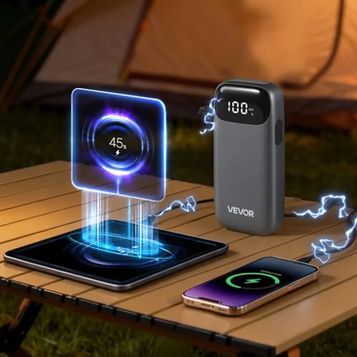 VEVOR Starthilfe Powerbank, 6000A Autobatterie Booster mit LED-Taschenlampe, 26.800 mAh, für 10L Motoren, kompakt und sicherheitsgeschützt – Bild 8
