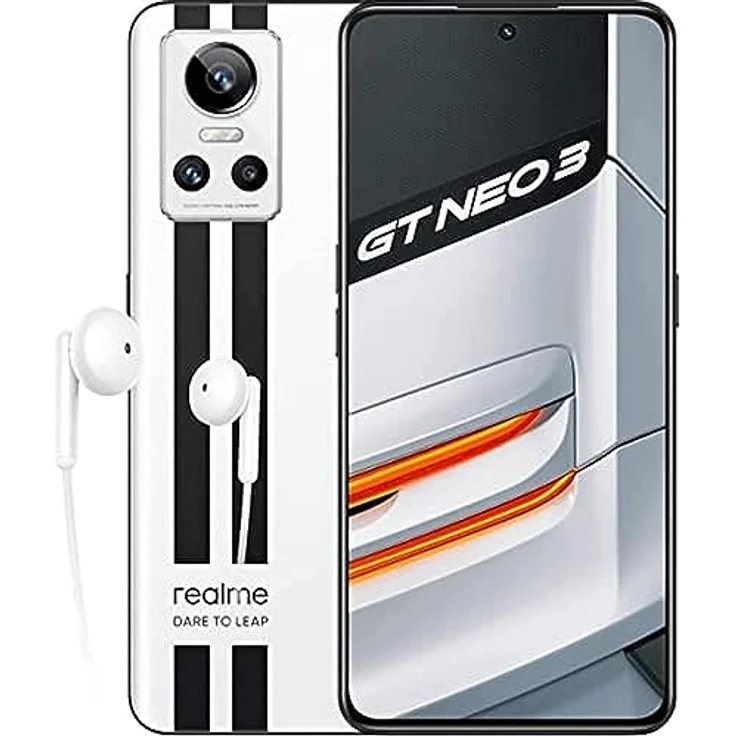 realme GT neo 3 80 W - 8+256GB 5G Smartphone ohne Vertragy,MediaTek Dimensity 8100 Prozessor, SuperDart-Aufladung,120 Hz Super OLED Display,Dual SIM,NFC,Sprint White – Bild 1