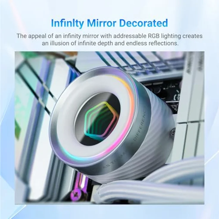 ID-Cooling FX240 Infinity White, CPU Wasserkühler mit aRGB-Beleuchtung, 300W TDP, vorgefülltes Flüssigkeitssystem, leise Pumpe, kompatibel mit Intel und AMD – Bild 2