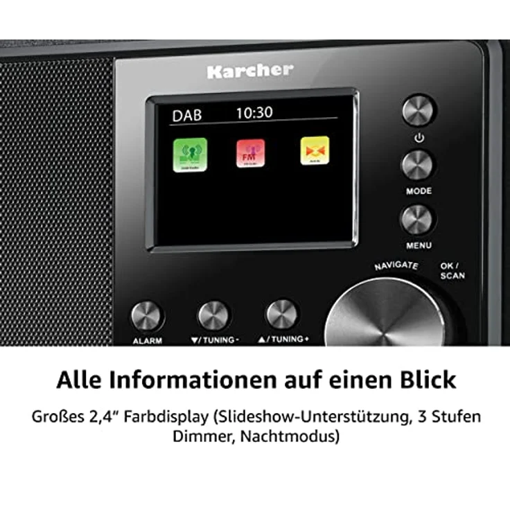 Karcher DAB 3000 Digitalradio (DAB+ / UKW-RDS, AUX-IN, Wecker mit Dual-Alarm) schwarz – Bild 3