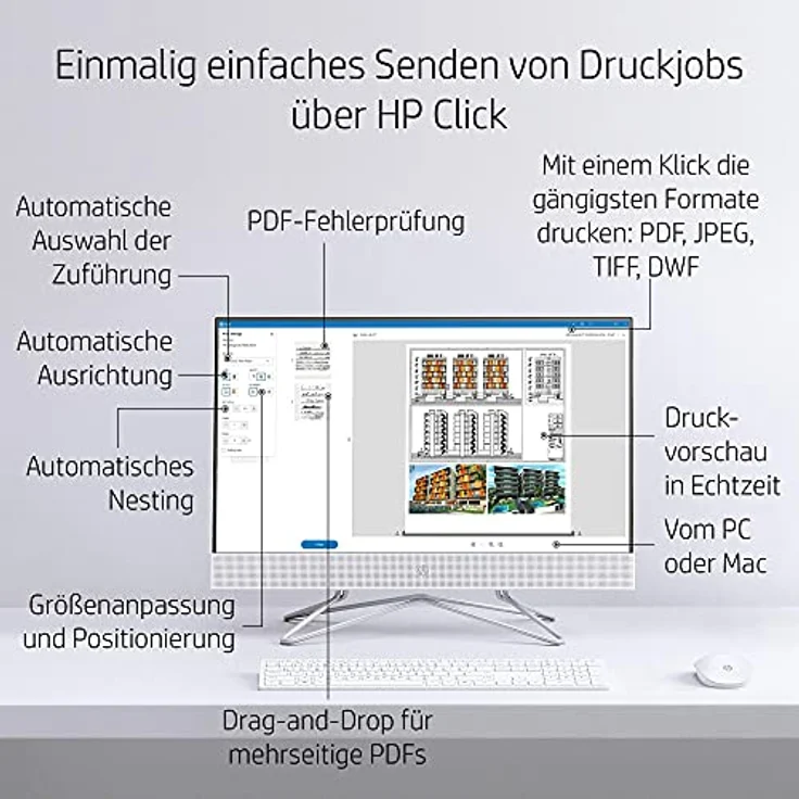HP Designjet T250 Großformatdrucker Thermal Inkjet Farbe 2400 x 1200 DPI A1 (594 x 841 mm) Eingebauter Ethernet-Anschluss WLAN (5HB06A) – Bild 5