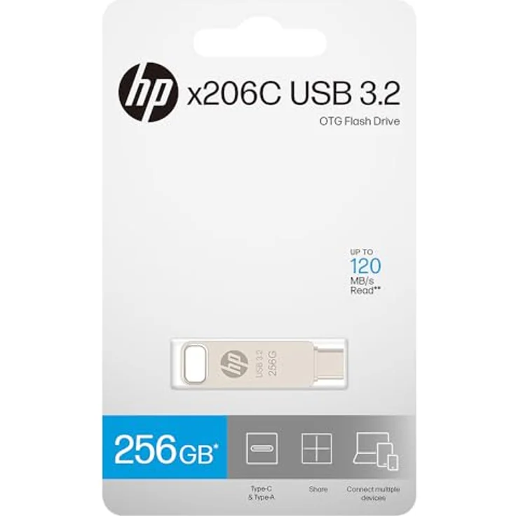 HP 256GB x206c OTG Type-C Metal Flash Drive, USB-C USB Stick, silber – Bild 8