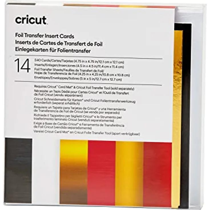 Cricut 2009481 Foil Transfer Insert Royal Flush | 12.1cm x 12.1cm Size S40 | 14-pack | For use with Card Mat-2x2, 12.1cm x 12.1cm Size S40, 14 Count