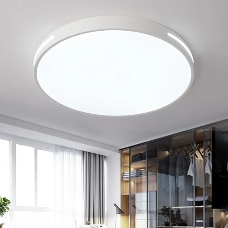 Natsen 96W LED Deckenleuchte runde Deckenlampe Ø50x5cm, voll dimmbar Leuchte für Wohnzimmer Schlafzimmer Arbeitszimmer Küche Büro (Weiß) – Bild 1