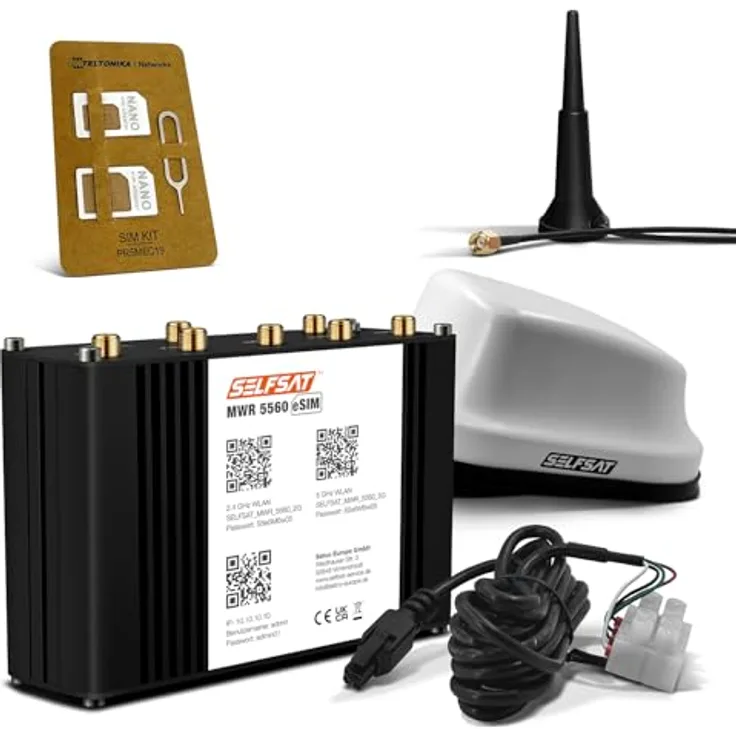 Selfsat MWR 5560, 5G WLAN Router mit eSIM, weiß, ideal für Wohnmobile und Caravans, 3,4 Gbps, GPS-Standortverfolgung, einfache Installation