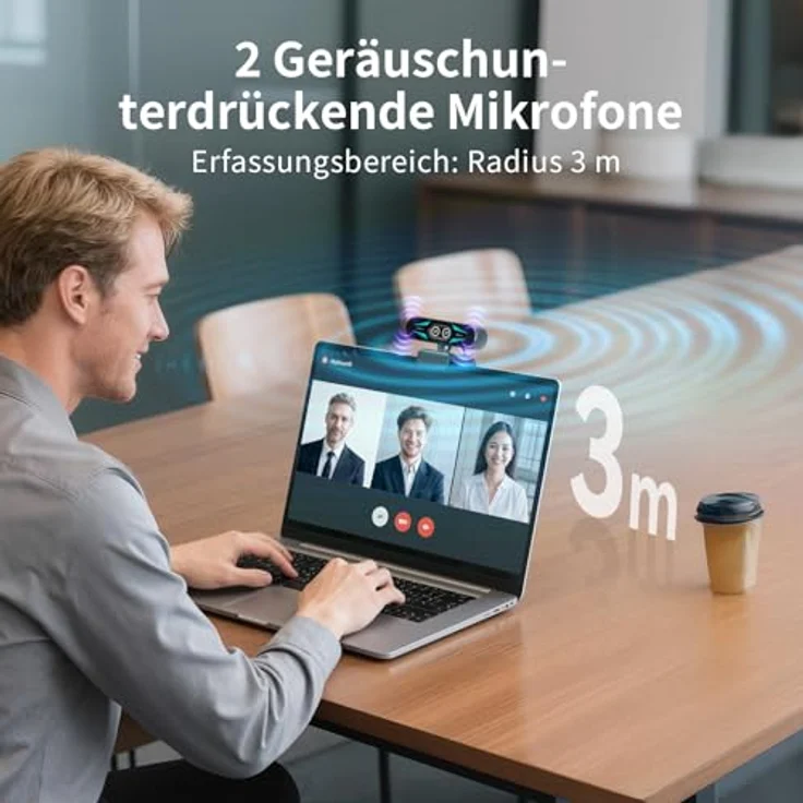 EMEET C60E, Dual-Kamera 4K-Webcam mit 11-fachem Hybrid-Zoom, Weitwinkel- und Teleobjektiv, RGB-Beleuchtung, 2 Mikrofone, Fernbedienung, ideal für Livestreaming – Bild 5