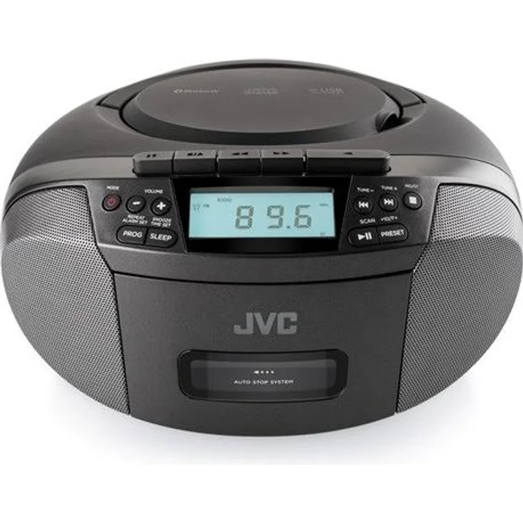 JVC RC-E444B, Kompaktes Radio mit CD- und USB-Wiedergabe, FM-Radioempfang, 30 Speicherplätzen, schwarz