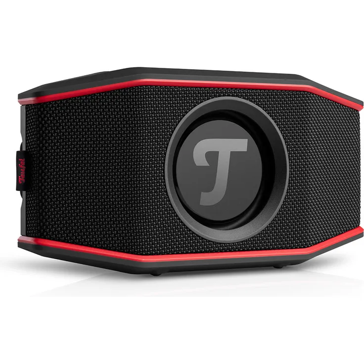 Teufel ROCKSTER GO 2 – Mobiler Bluetooth-Lautsprecher, 15h Akku, IP67 wasserdicht, Dual Pairing, MP3-Player, Mikrofon, Schwarz/Rot