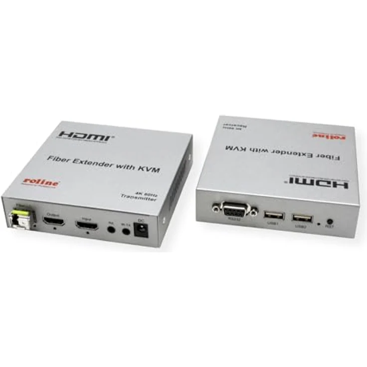 ROLINE KVM Verlängerung über LWL, HDMI 4K bis 3840x2160 @60Hz, USB, 20 km, Metallgehäuse – Bild 2