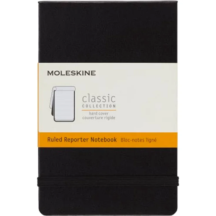 Moleskine Notizbuch Moleskine Classic Pocket Size, Reporter Ruled, fadengeheftet, mit Gummiband und Innentasche – Bild 1