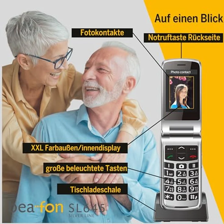Beafon SL 645, Großtastenklapphandy mit 2,8' Display und SOS-Funktion, schwarz – Bild 6