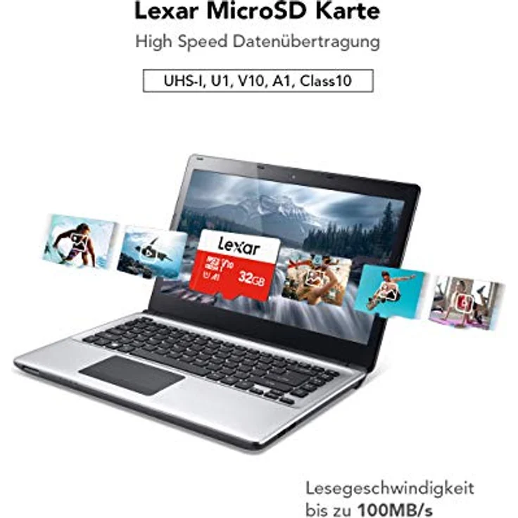 Lexar Micro SD Karte 32GB 3er Pack, UHS-I U3 A1 V30 C10, bis zu 100 MB/s, 4K UHD, SD Adapter für Kamera, Smartphone, Switch – Bild 2