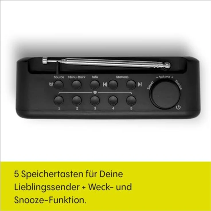 Pure Elan One2 tragbares DAB+/FM Radio mit Bluetooth 5.1 (LCD-Display, 10 Speichertasten, Batteriebetrieb mit 4xAA möglich) Charcoal Schwarz – Bild 5
