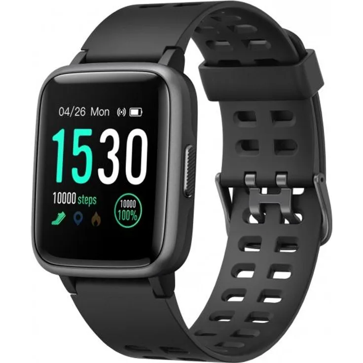 UMAX U-Band P2, Smartwatch mit Gorilla-Glas, Herzfrequenzsensor und Wasserdichtigkeit, Schwarz